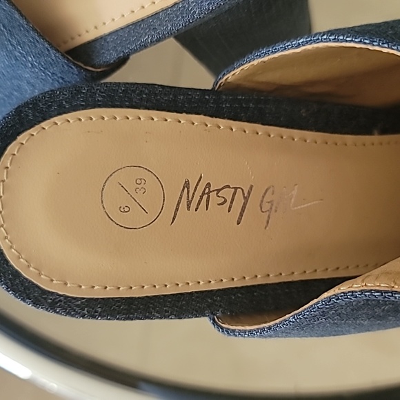 Nasty Gal Denim Square Heel Mules - Picture 7 of 8